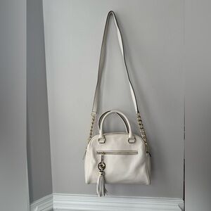 Michael Kors Florence Medium Optic White Leather Satchel